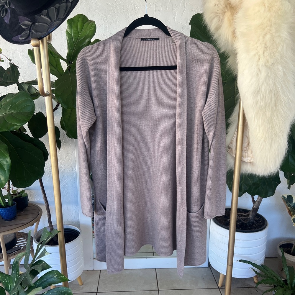 T Tahari Cashmere Blend Open Front Cardigan Size S